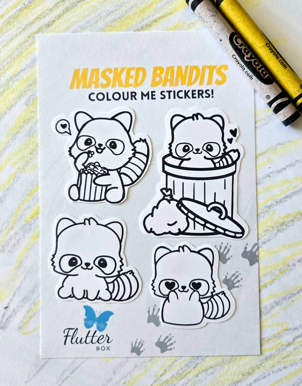 Masked Bandits Colour Me Sticker Pack 🦝