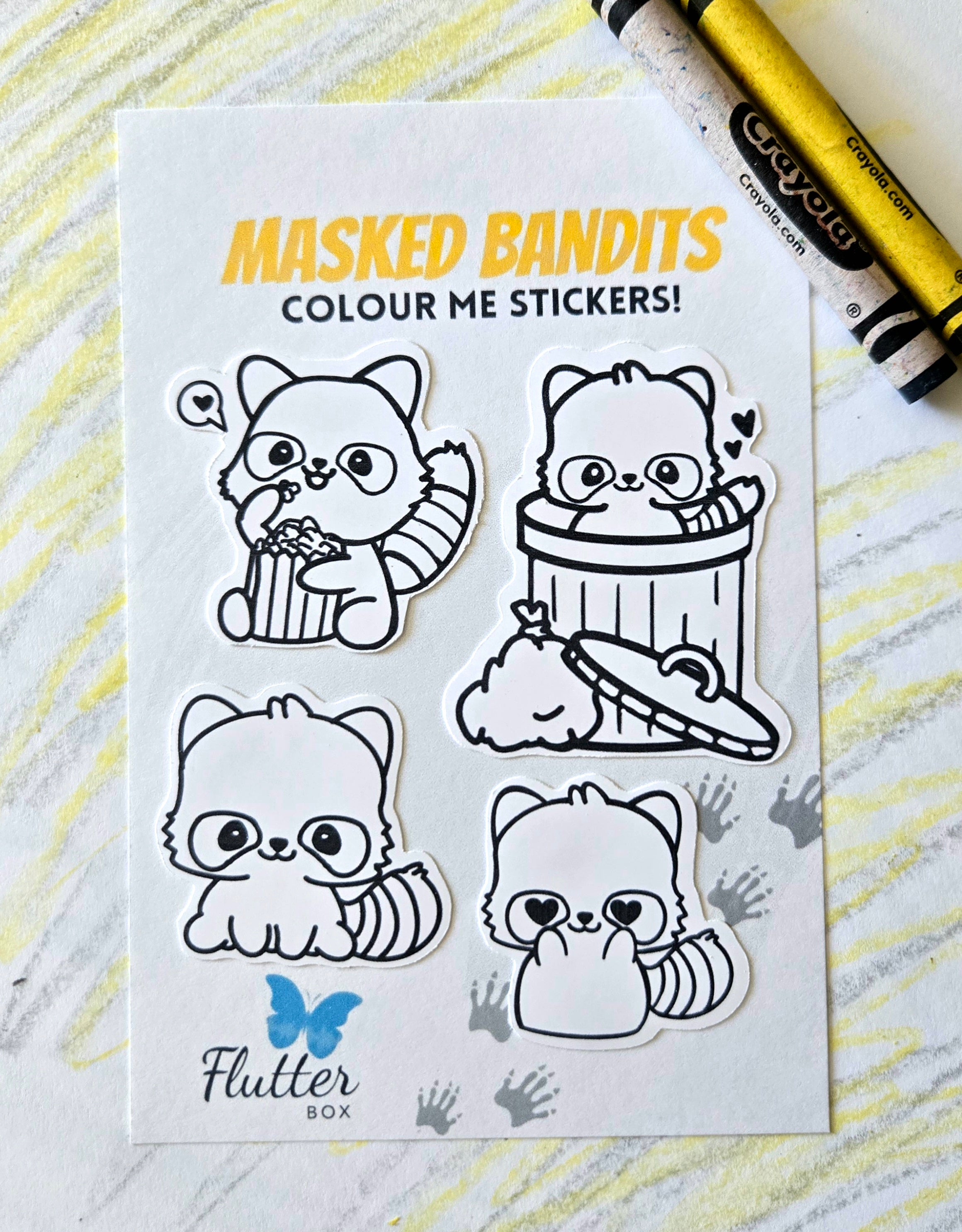 Masked Bandits Colour Me Sticker Pack 🦝