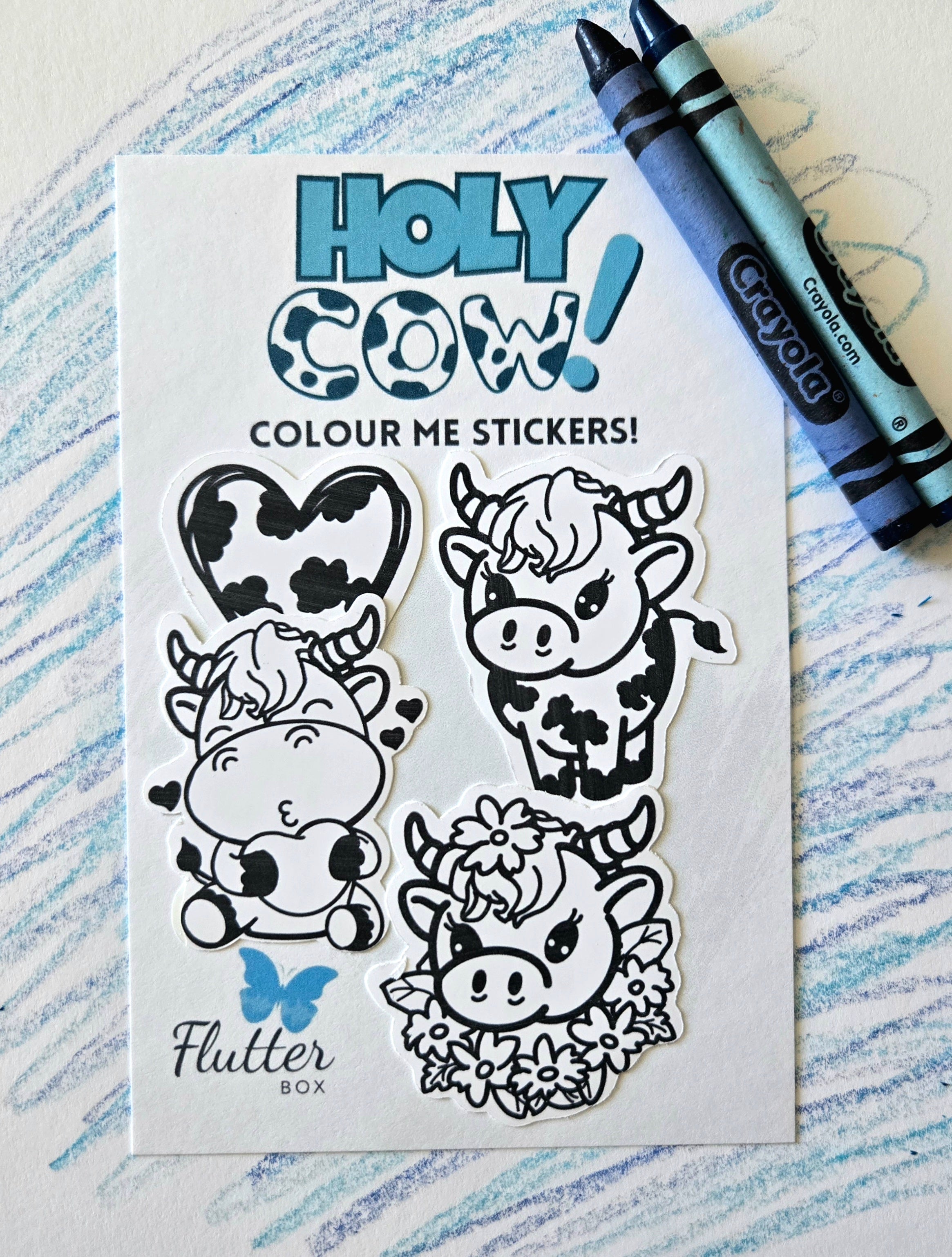 Holy Cow Colour-Me Sticker Pack 🐄