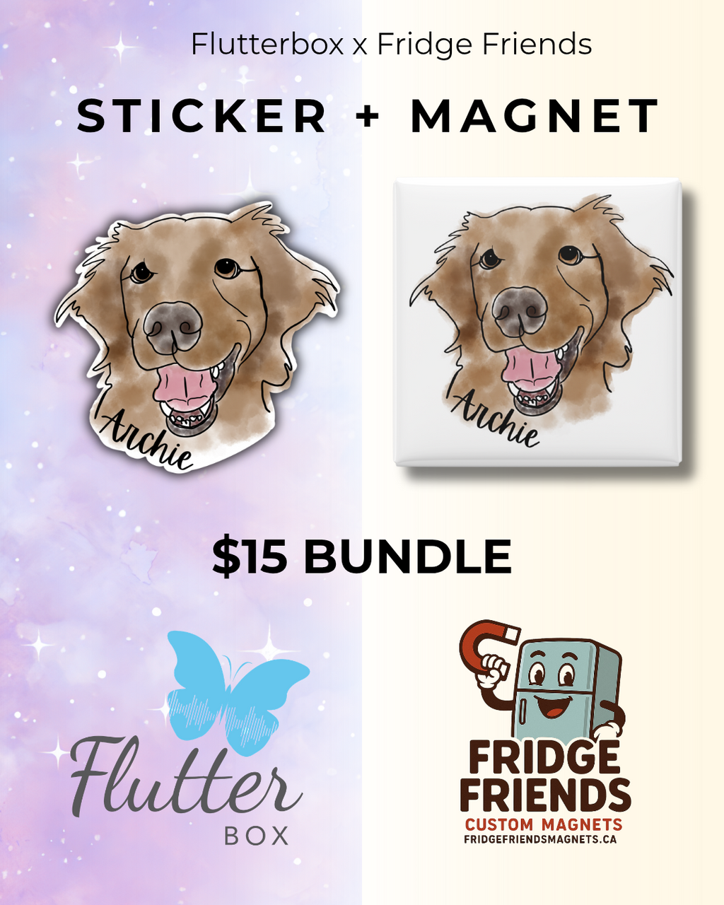 🐾 Custom Pet Sticker + Magnet Bundle