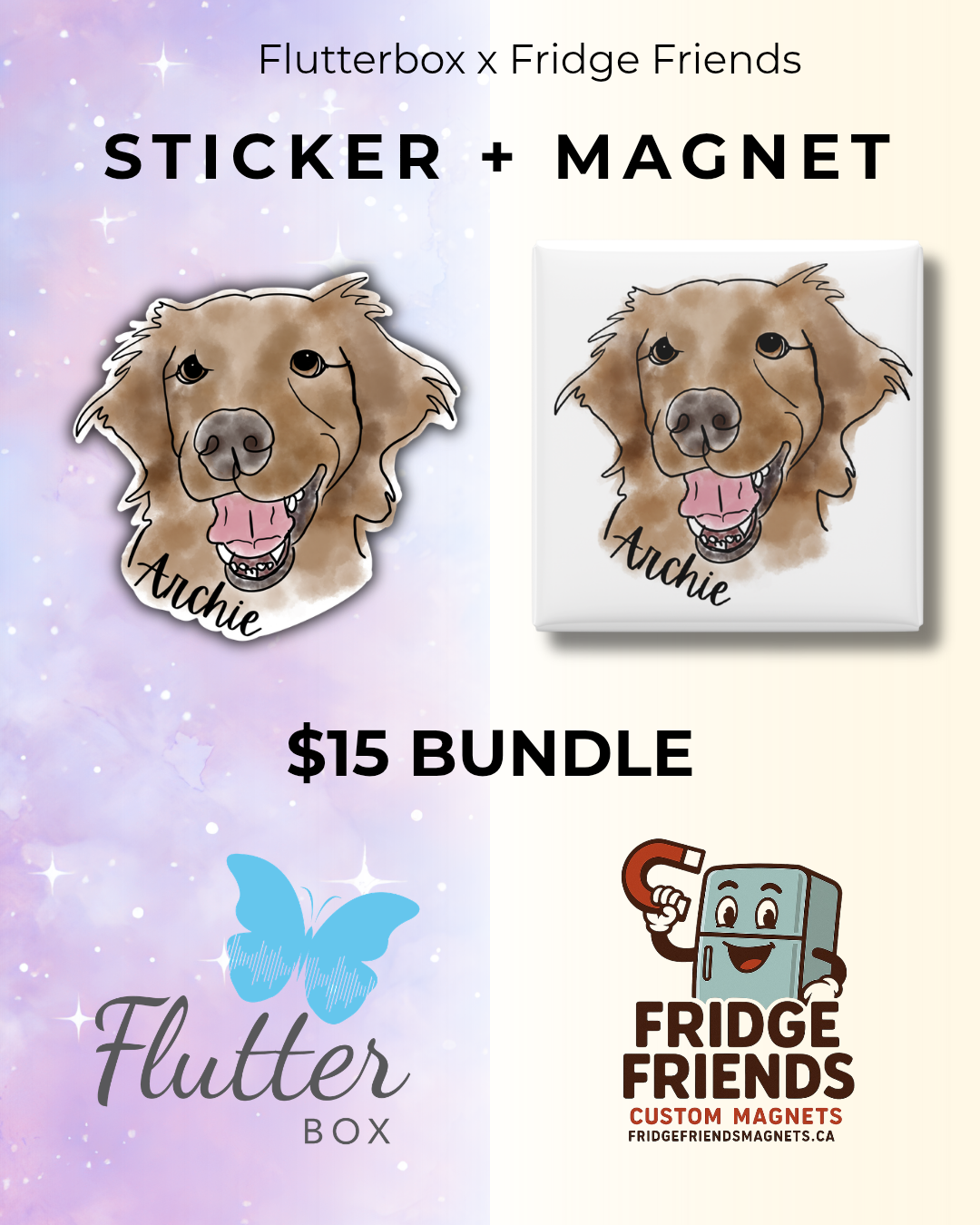 🐾 Custom Pet Sticker + Magnet Bundle